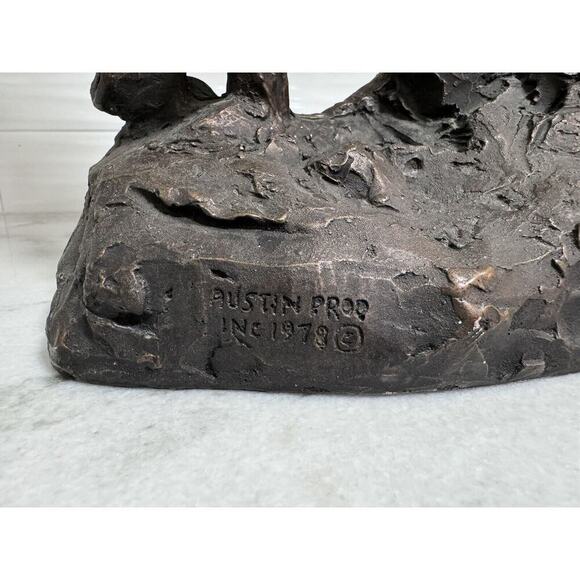 Large Antique Bronze/Metal Sculpture American Cowboy Rifle Riding Horse - Picture 16 of 16